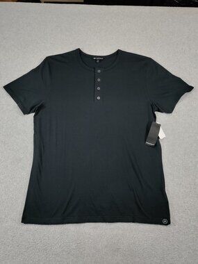 Aether Emery Pima Henley Mens L Jet Black Supima Cotton NWT